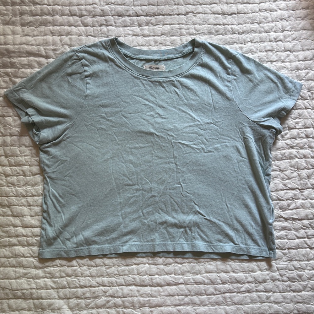 Light Blue Cotton Cropped Tee